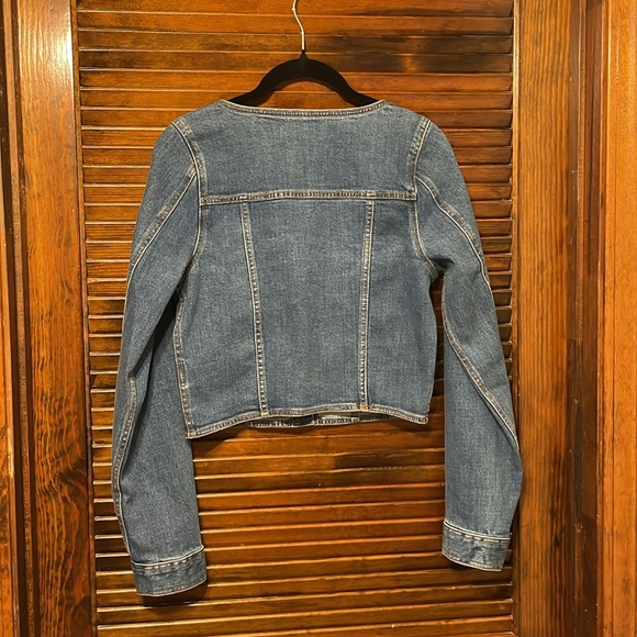 NWT Madewell Denim Square Neck Crop Long Sleeve Top in Hallwood Wash - Picture 9 of 9